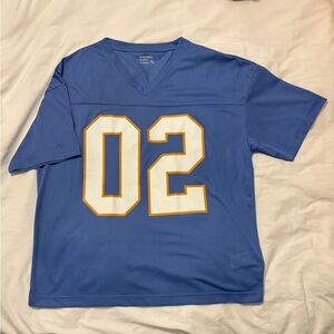 Blue Men's Jersey with White and Gold Accents